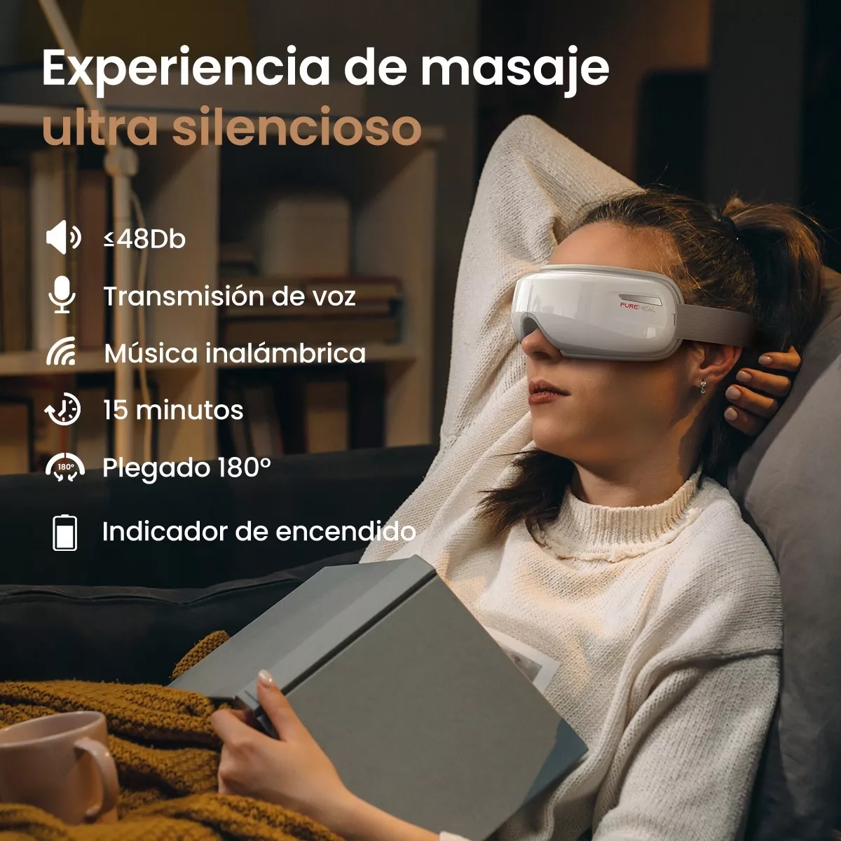 Masajeador De Ojos Bolsas Ojeras Con Calor Bluetooth Música.