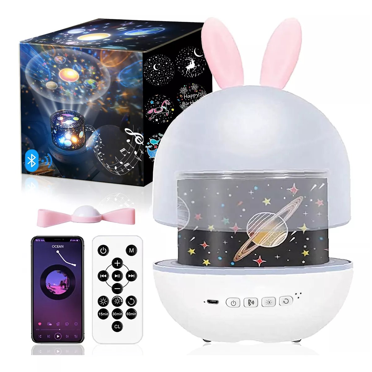 Proyector Lampara Estrella Noche Recargable Para Bebés Niños.
