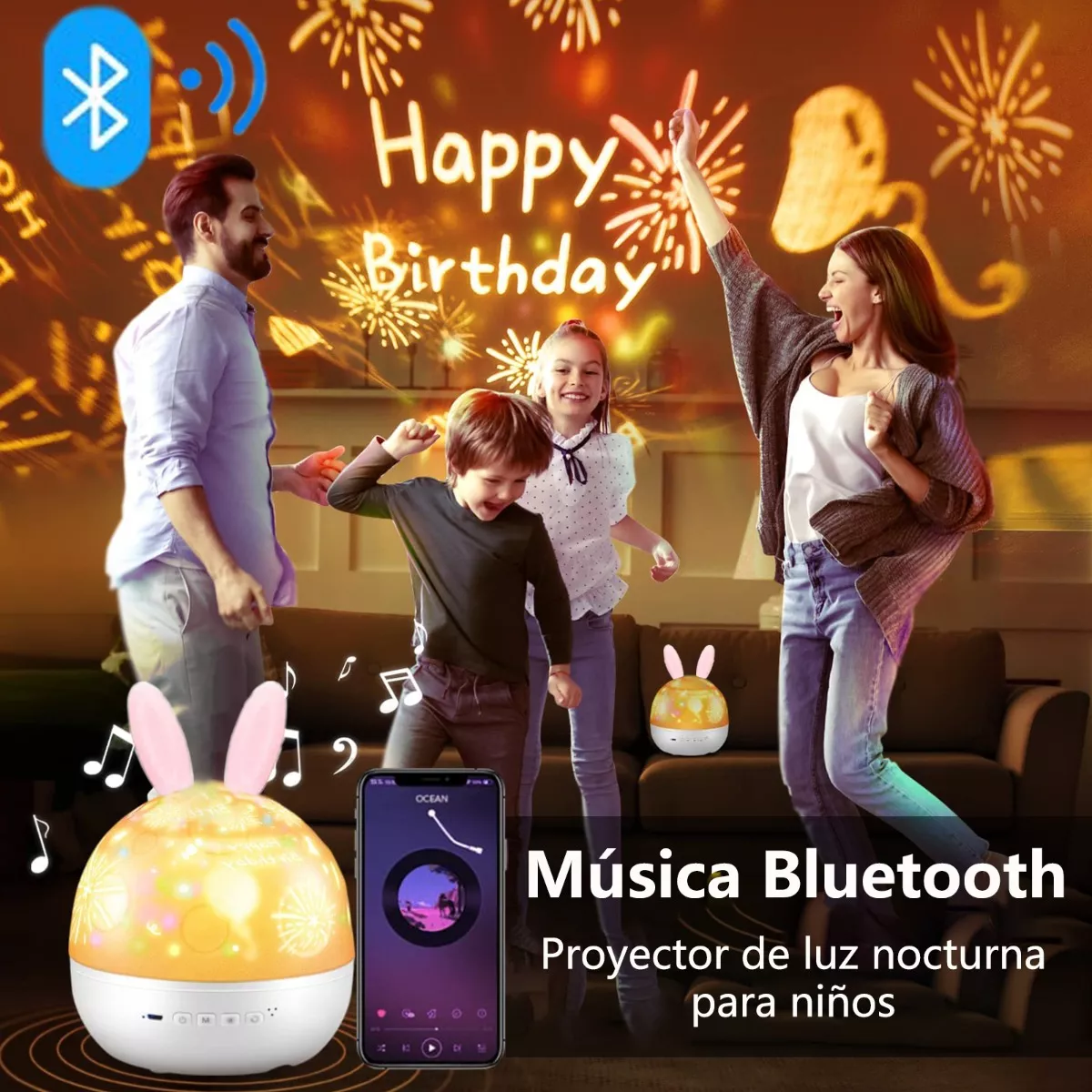 Proyector Lampara Estrella Noche Recargable Para Bebés Niños.