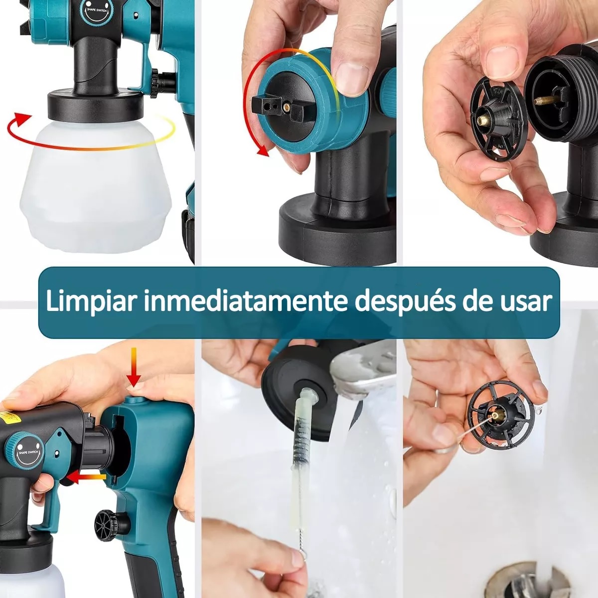 Pistola Para Pintar Casas Pintura Inalámbrico 1000ml 2 Pilas Azul.