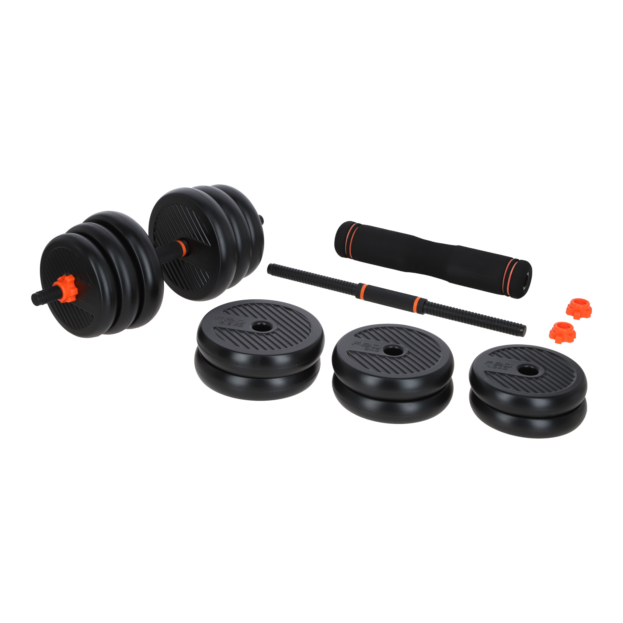 Kit de mancuernas y barras para ejercicio en casa 6 en 1 Multi usos con peso ajustable 30 Kg.