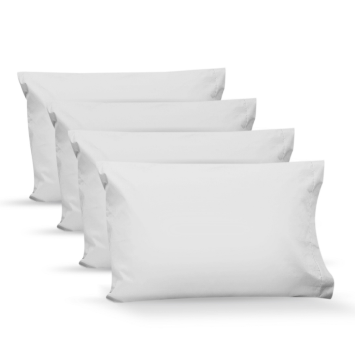 4 Fundas de almohada percal 200 - Estándar - Blanco.