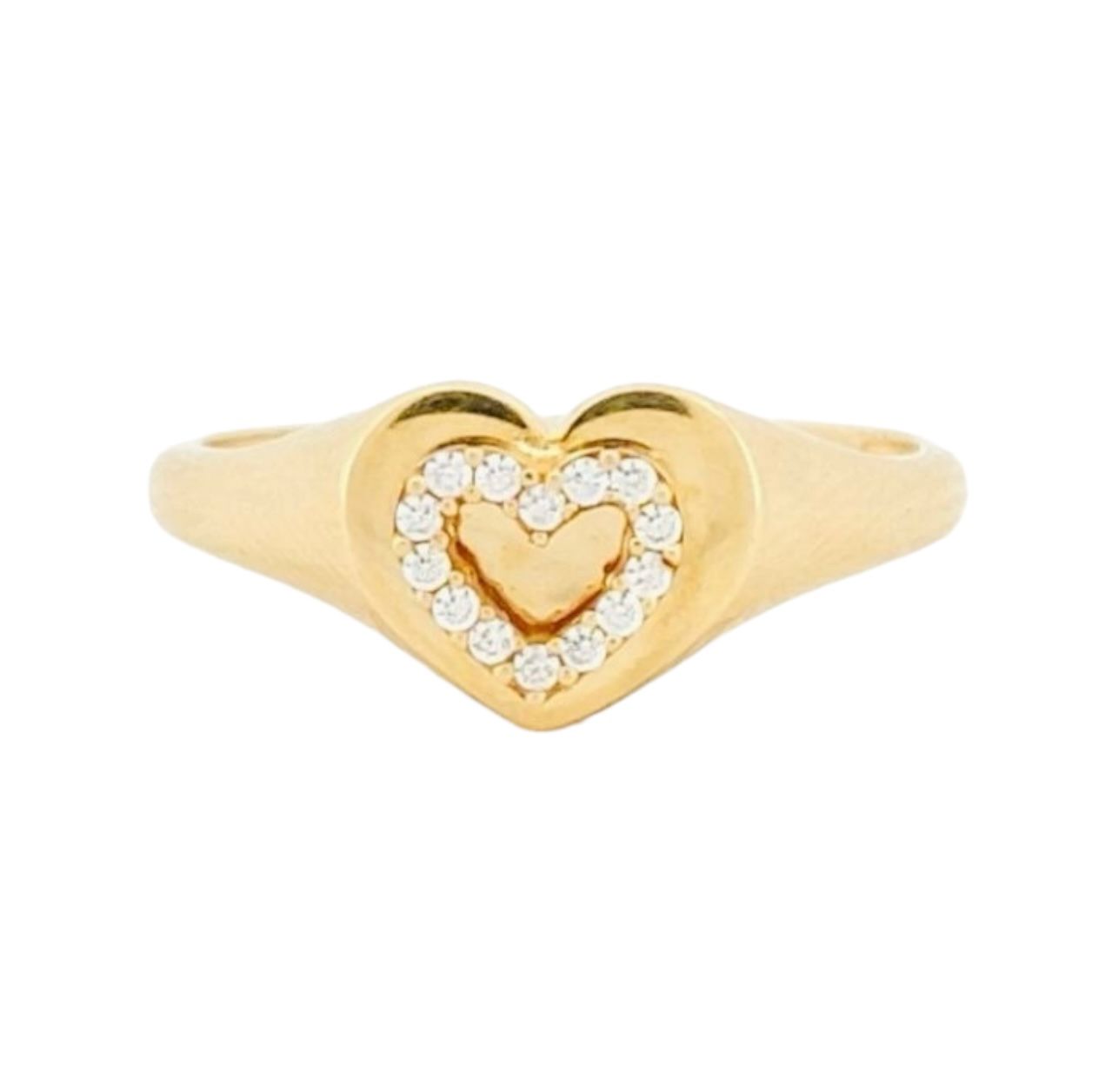 Anillo Corazón En Relieve Oro 14 K + Obsequio.