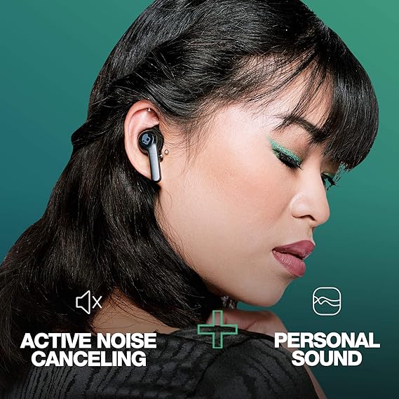 Skullcandy Indy ANC XT Auriculares In-Ear Inalámbricos con Cancelación de Ruido, 23 h de Autonomía, Micrófono, Compatibles con iPhone Android y Dispositivos Bluetooth, Negro.