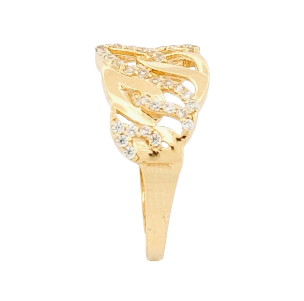 Anillo Eslabones Entrelazados Zirconias Oro 14 K + Obsequio.