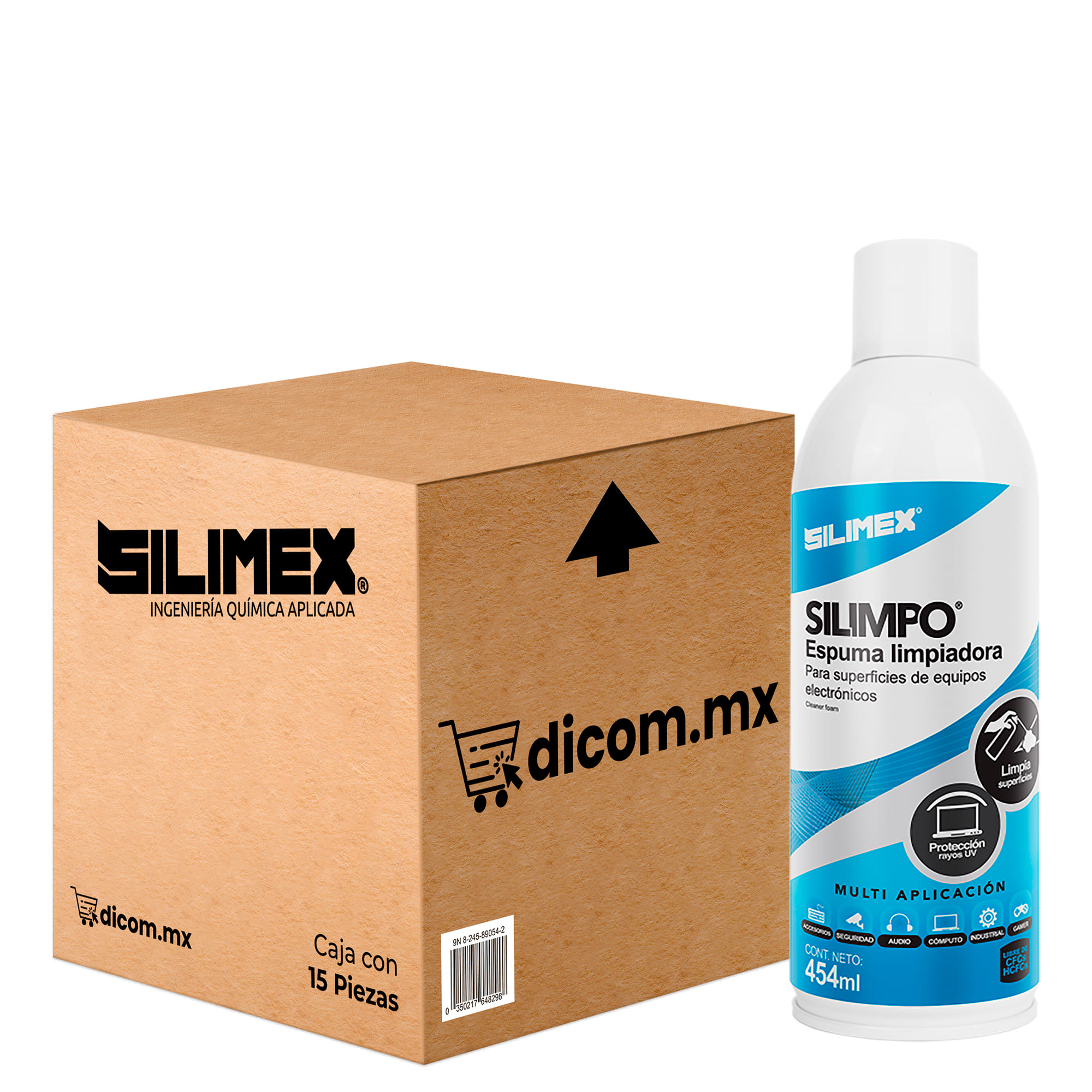 Espuma Limpiadora, Silimex Silimpo, 454 ML, caja con 15 piezas.