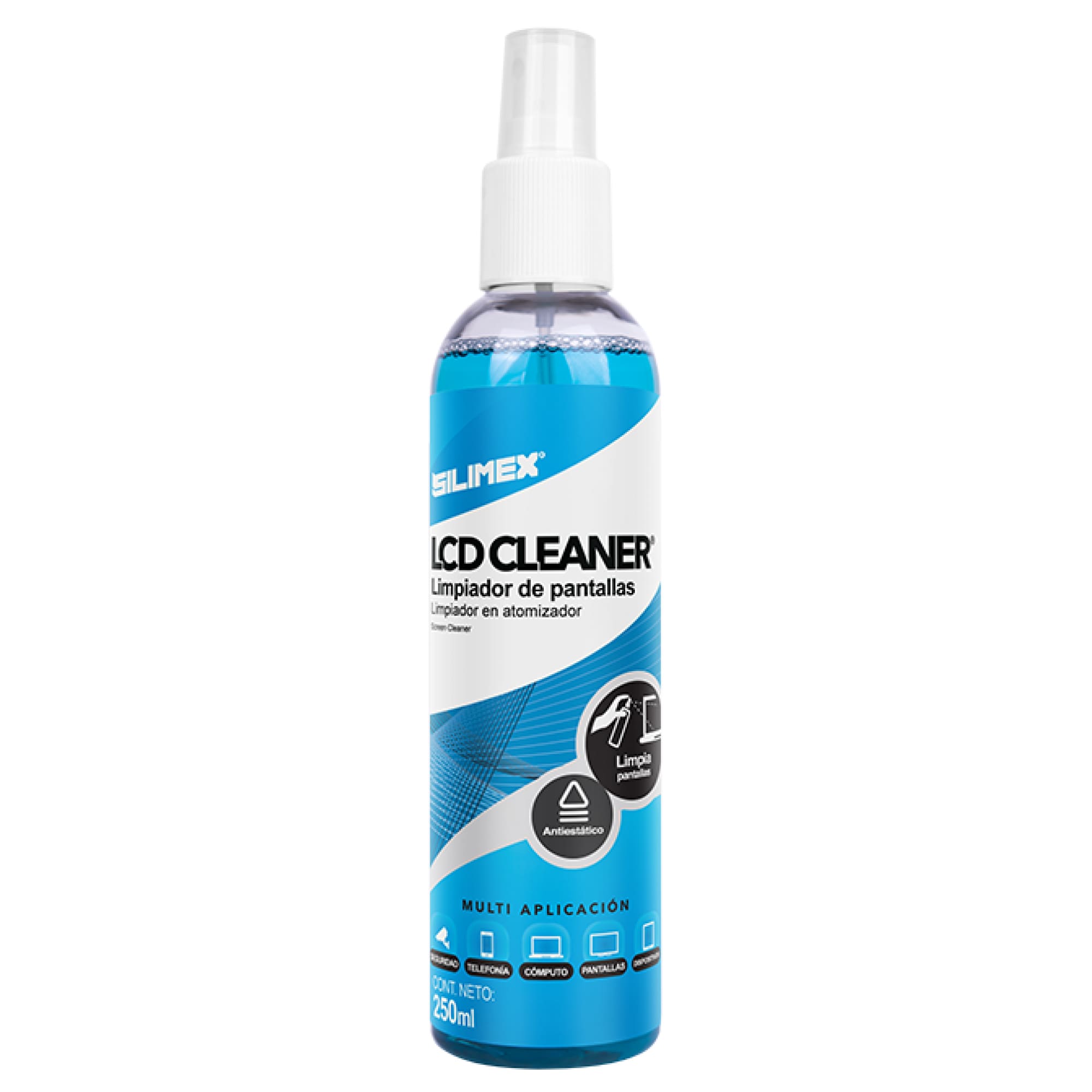 Limpiador de Pantallas, Silimex LCD Cleaner, 250 ML, caja con 28 piezas.
