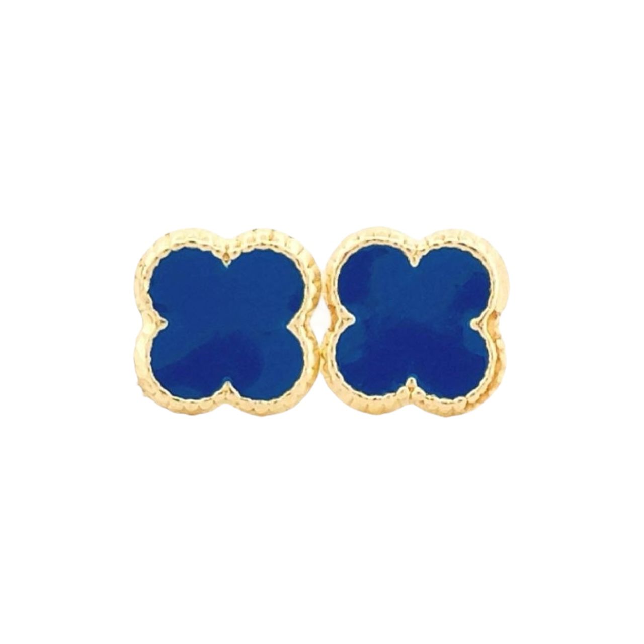 Broqueles Trébol Azul Gde Ligero Oro 10 K + Obsequio.