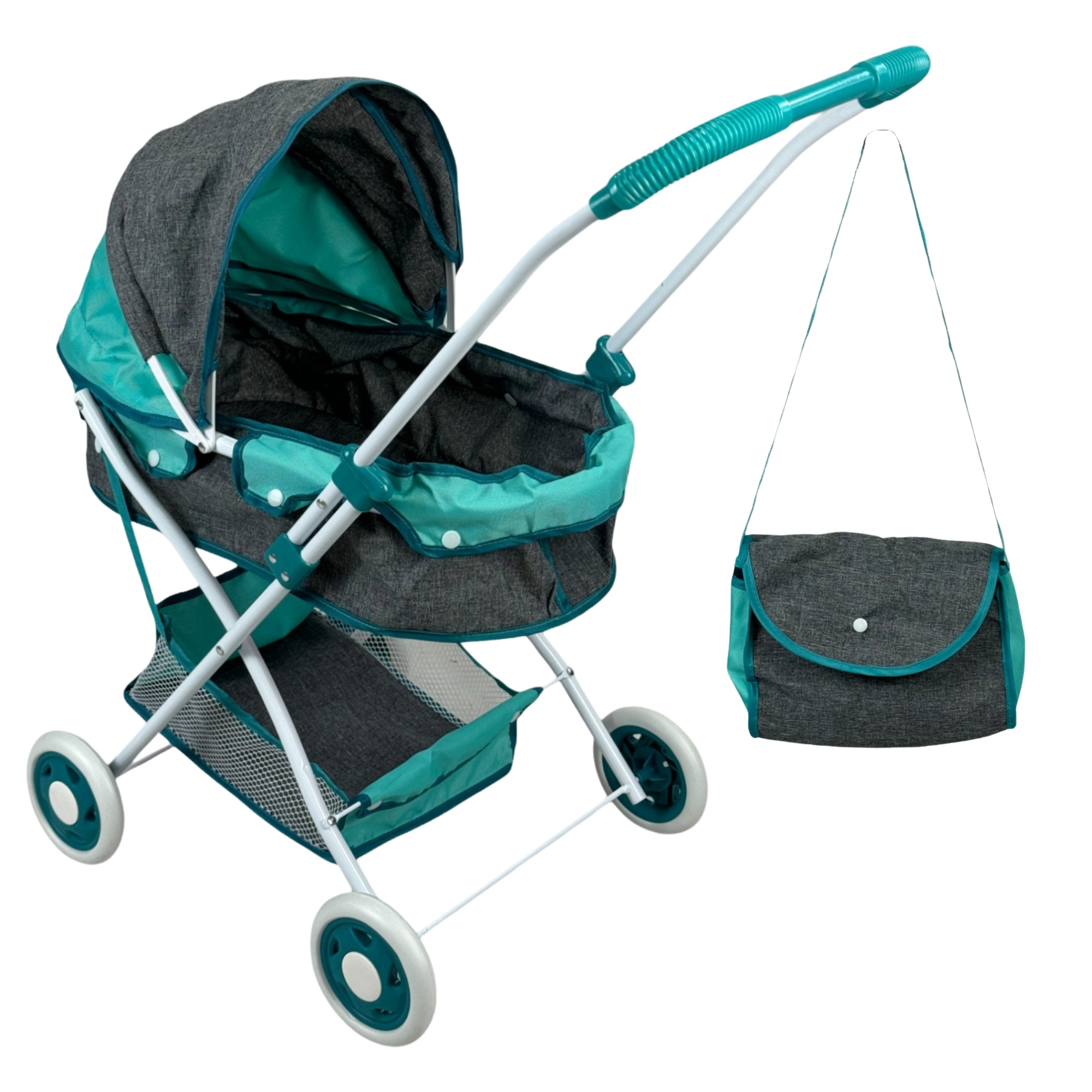 Carriola para Muñecas de Juguete Niñas,Pañalera,Toldo,Plegable - Azul.