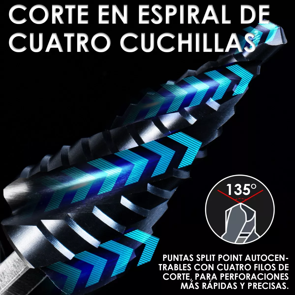 Juego De Brocas Escalonada De Acero Hss M35 Para Metal, 3pz.