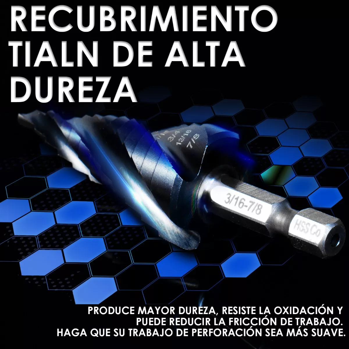 Juego De Brocas Escalonada De Acero Hss M35 Para Metal, 3pz.
