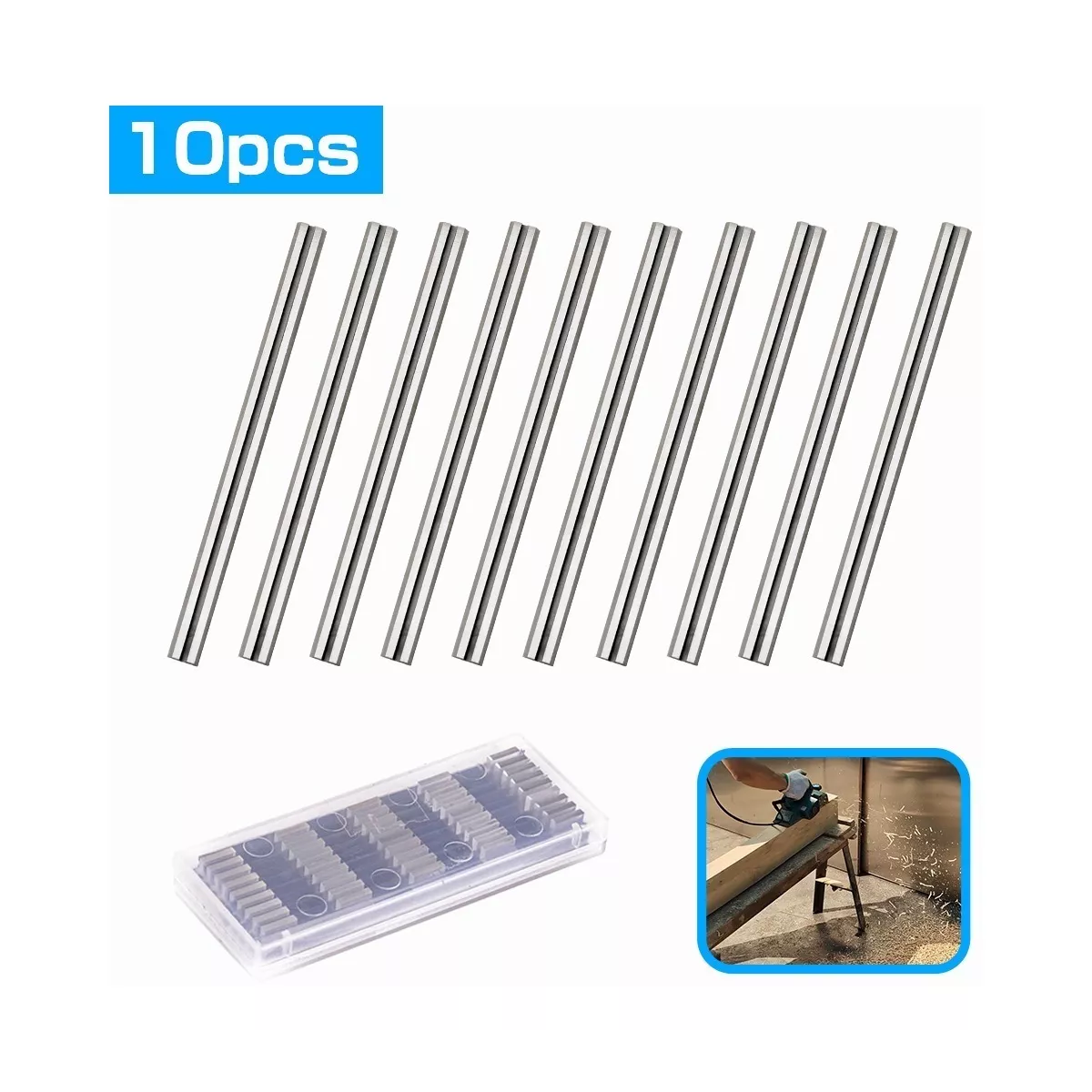 Kit 10pzs Cuchillas De Repuesto Para Cepillo Eléctrico 82mm Hss.
