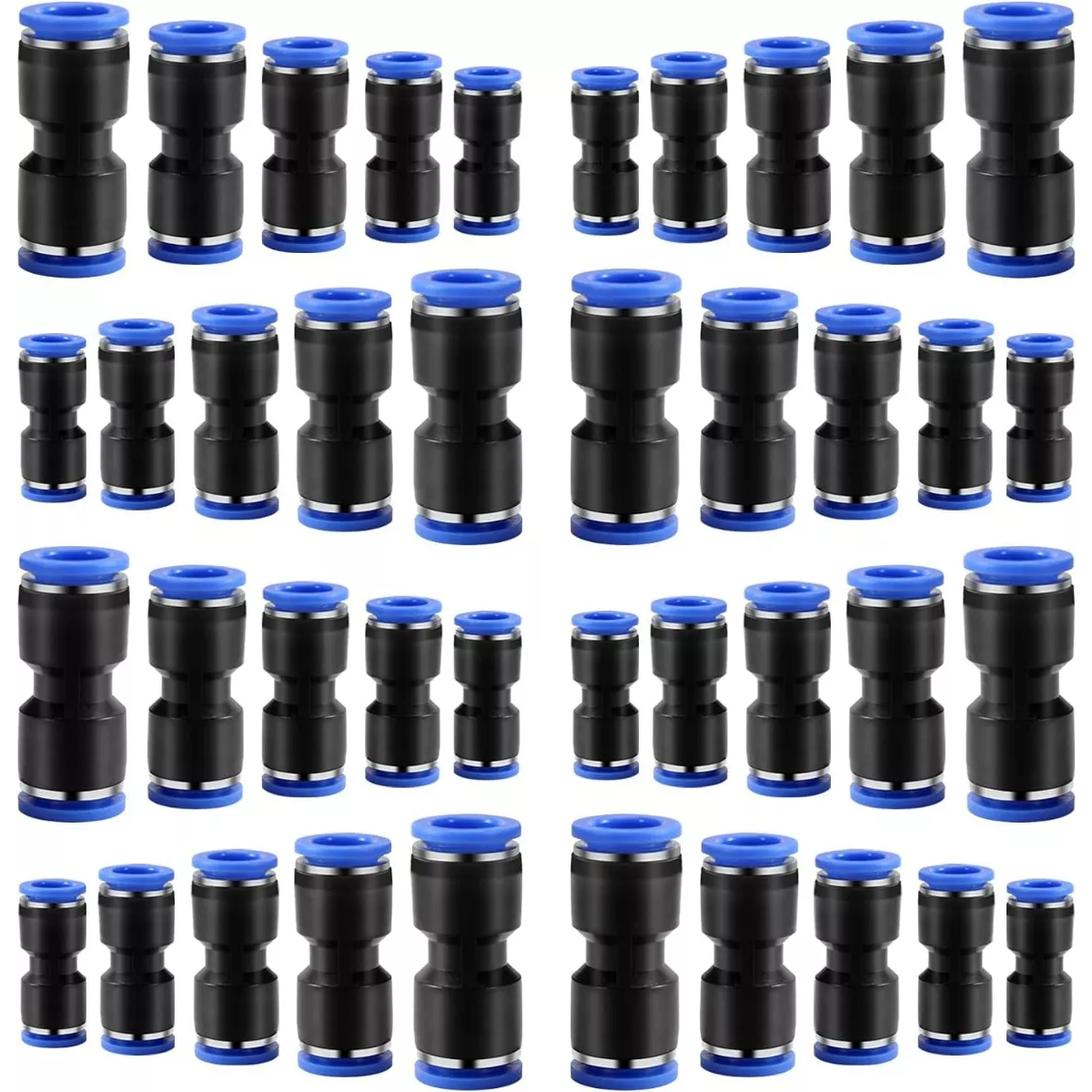 Kit 40 Conectores De Empuje Rectos, 1/2, 3/8, 5/16, 1/4, 5/32.