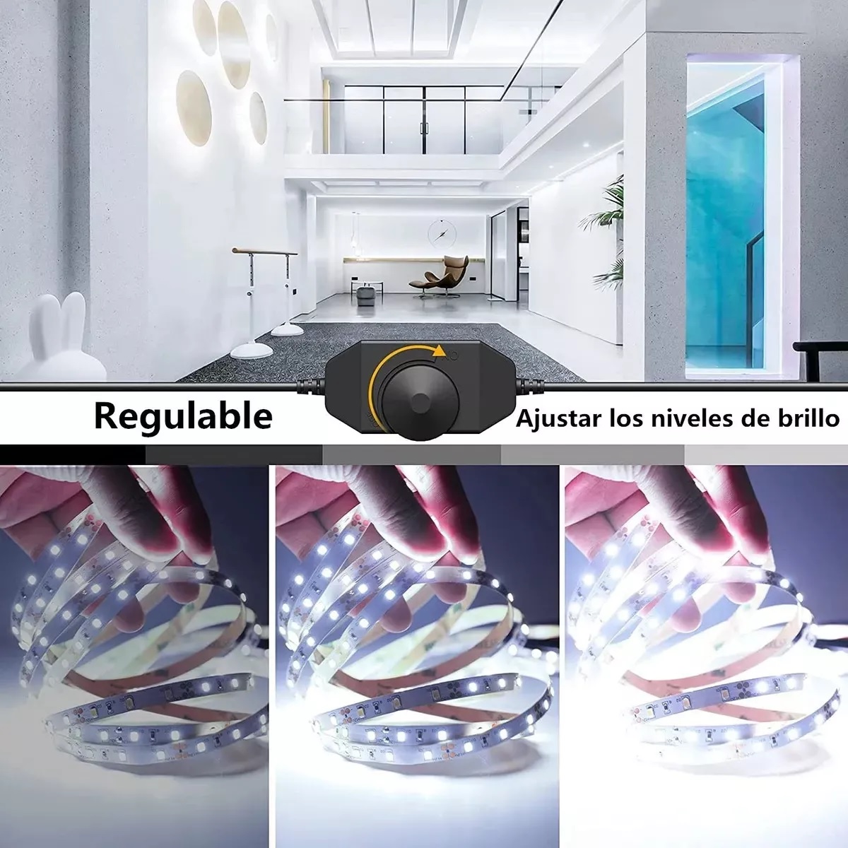 Tira De Luces 1200 Led Blancas Regulador 6000k 10m.