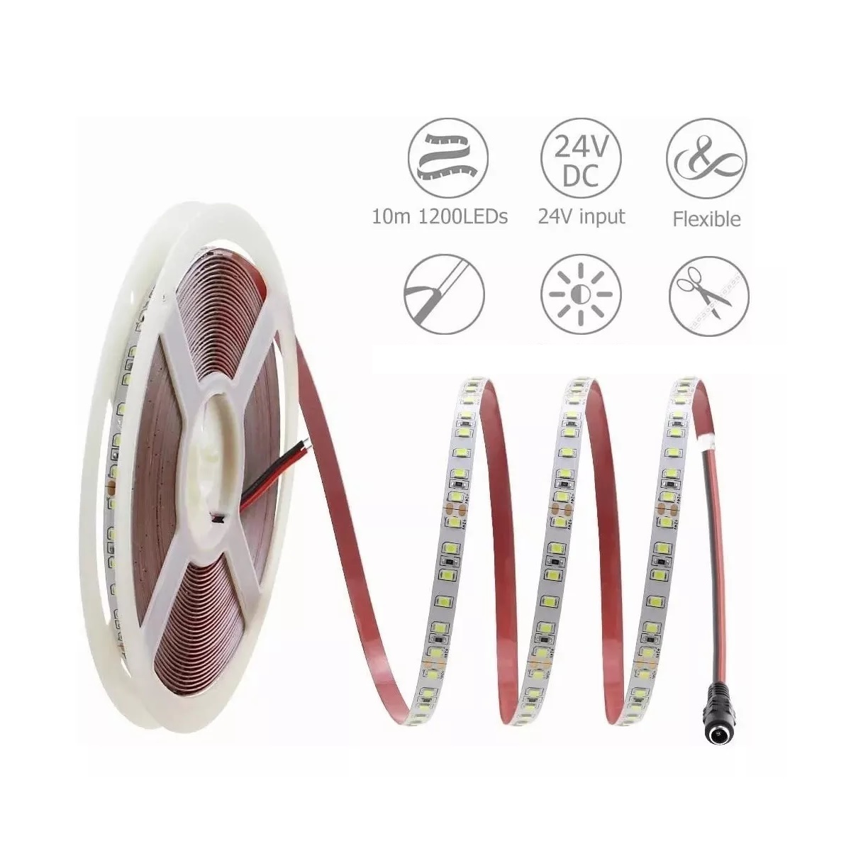 Tira De Luces 1200 Led Blancas Regulador 6000k 10m.
