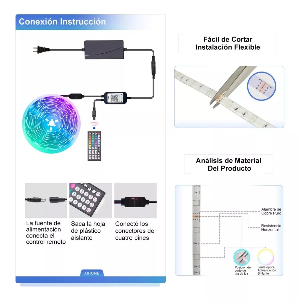 Tira De Luces Led 5050 Rgb App Bluetooth Control 20m (2x10m).