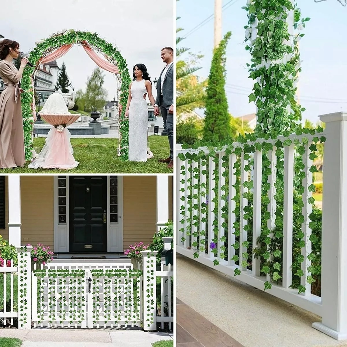 Plantas Artificiales Hiedra Decorativa De 2.1m, 12 Tiras.