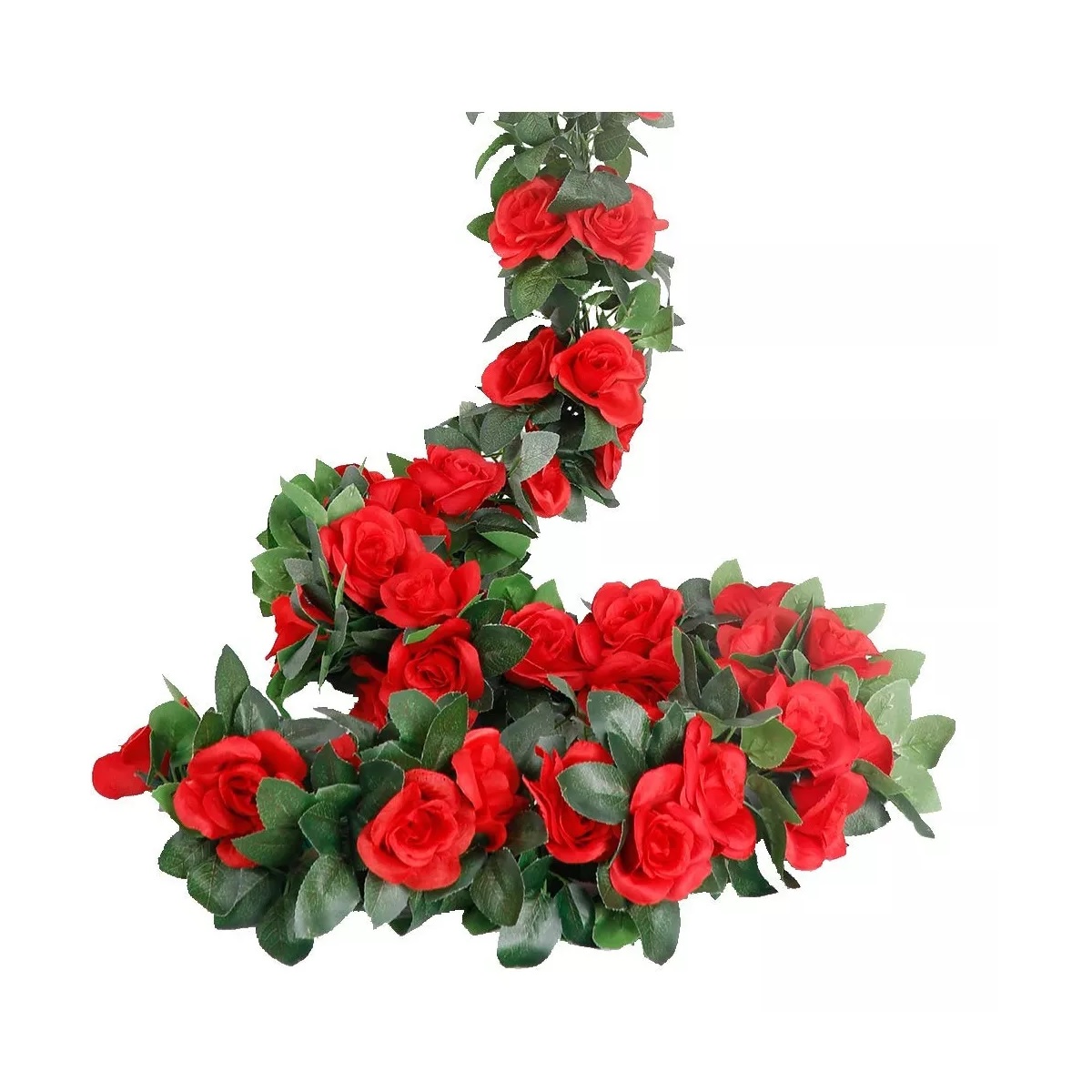 Rosas Vid Enredadera Flores Artificiale Decoración 2.4m 3pcs Roja.