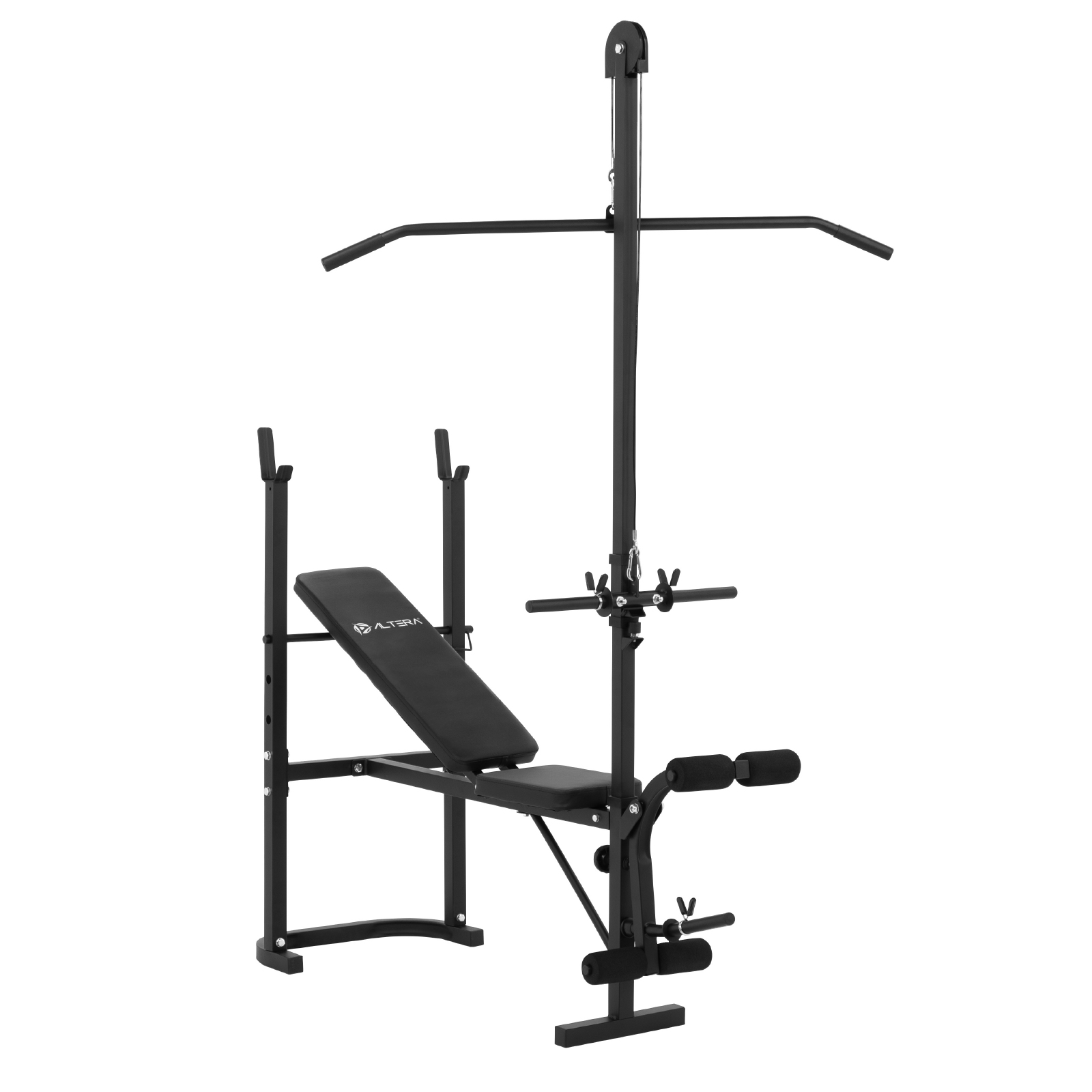 Kit De Banco Multifuncional con polea y ejercicios de pierna para entrenamiento en casa y ejercico funcional.