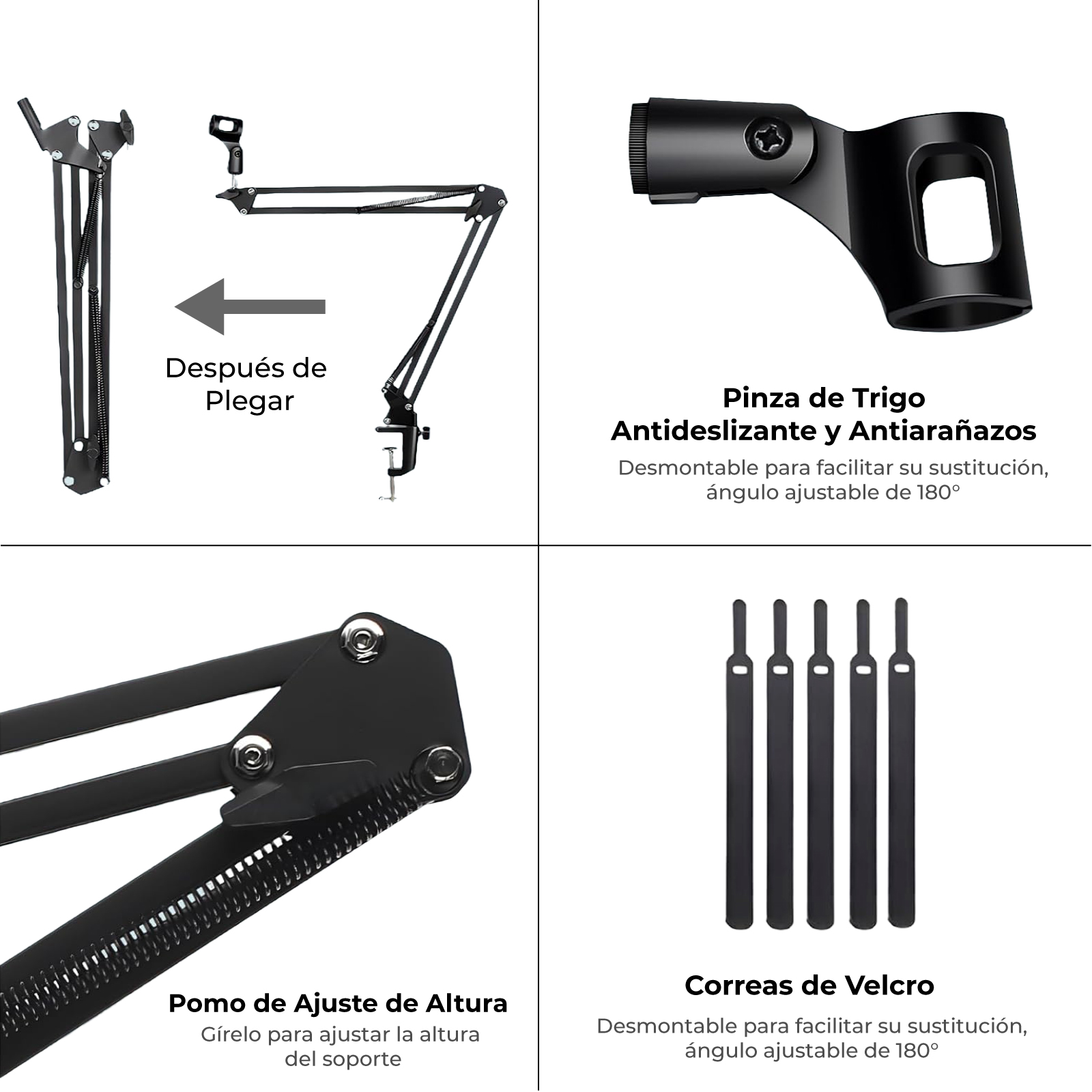 Kit Soporte Brazo para Micrófono Zonar con Accesorios Completos Podcast Streaming.