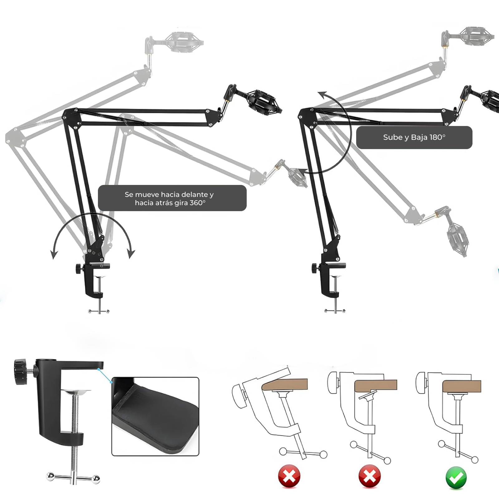 Kit Soporte Brazo para Micrófono Zonar con Accesorios Completos Podcast Streaming.