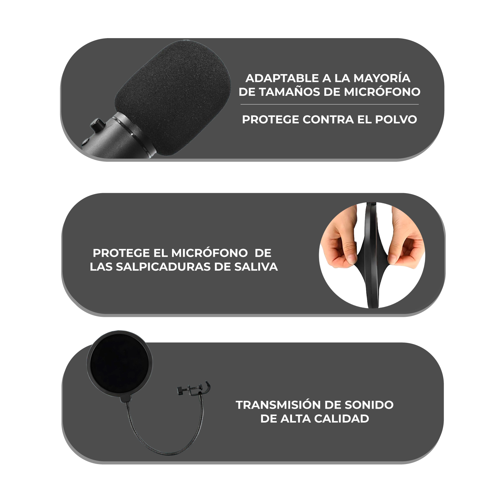 Kit Soporte Brazo para Micrófono Zonar con Accesorios Completos Podcast Streaming.