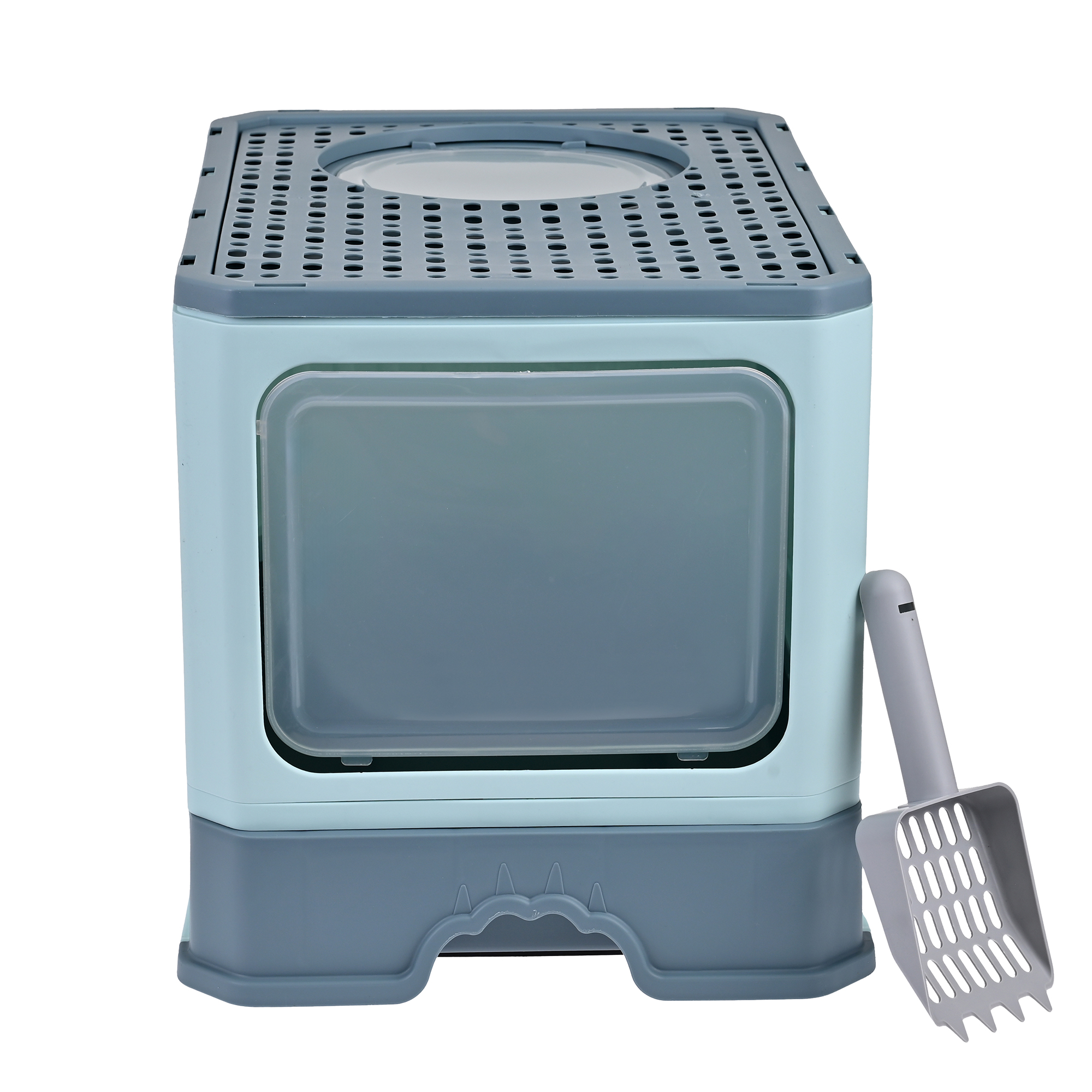 Arenero Para Gato, Caja, Bandeja Sanitaria Extraíble, Tamaño Grande Cerrado, Doble Entrada, Incluye Pala y Filtro, Excelente Material Resistente. MOD: AL002