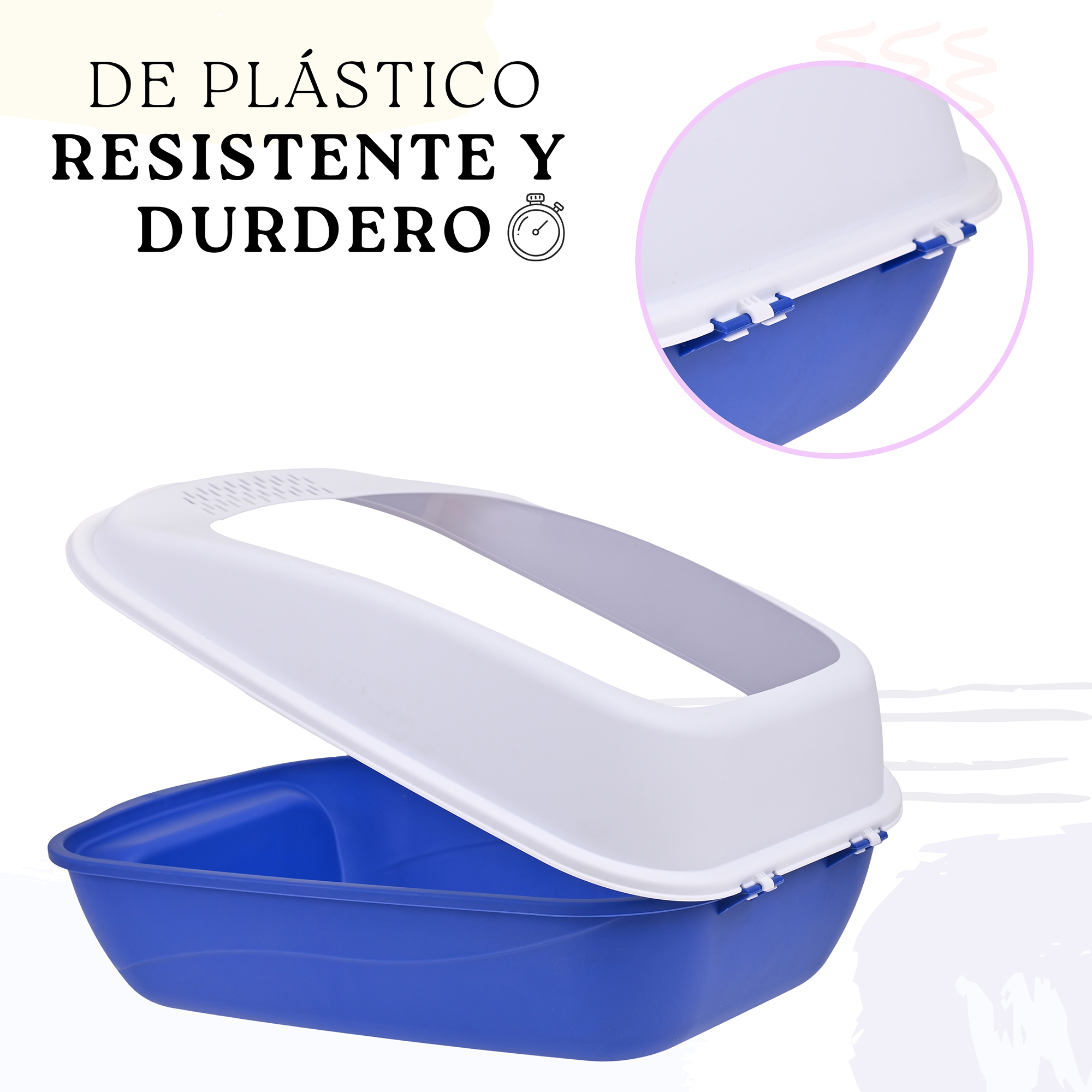 Arenero Para Gato Grande con Bandeja Sanitaria, Abierto, Plegable, Fácil Armado, Materiales De Calidad, Diferentes Colores mod.AL003