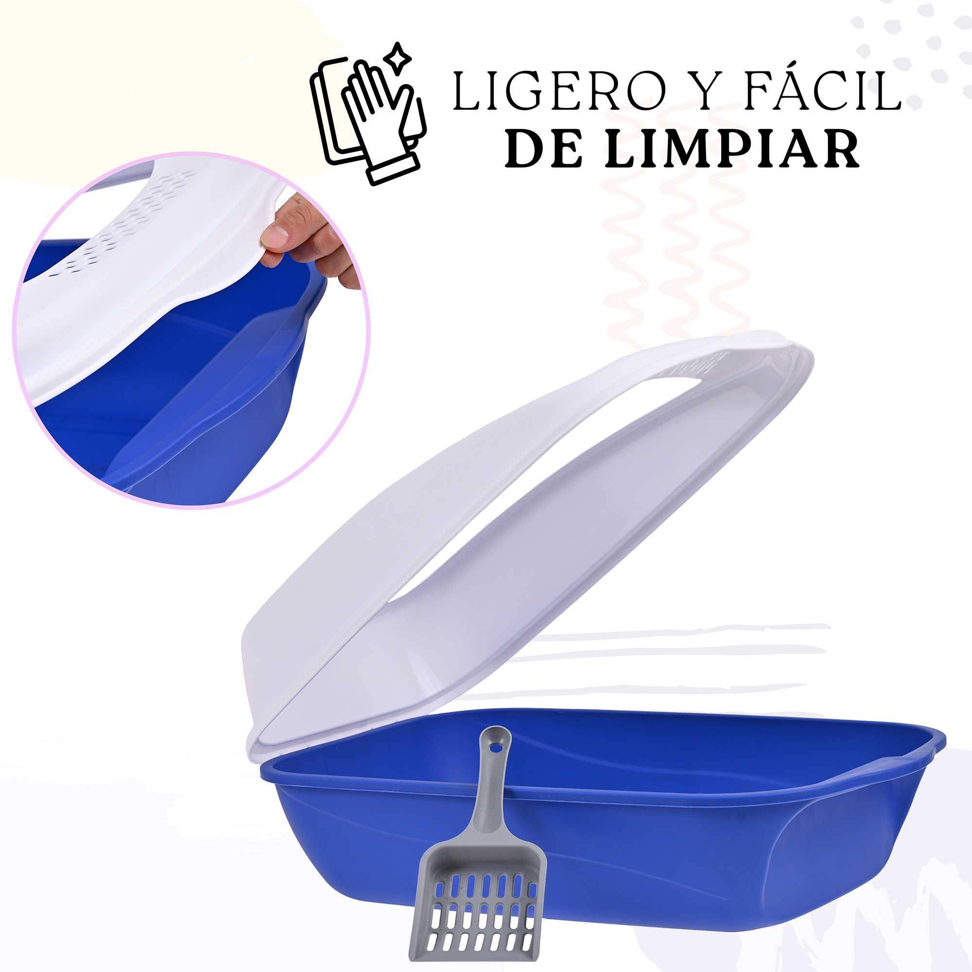 Arenero Para Gato Grande con Bandeja Sanitaria, Abierto, Plegable, Fácil Armado, Materiales De Calidad, Diferentes Colores mod.AL003
