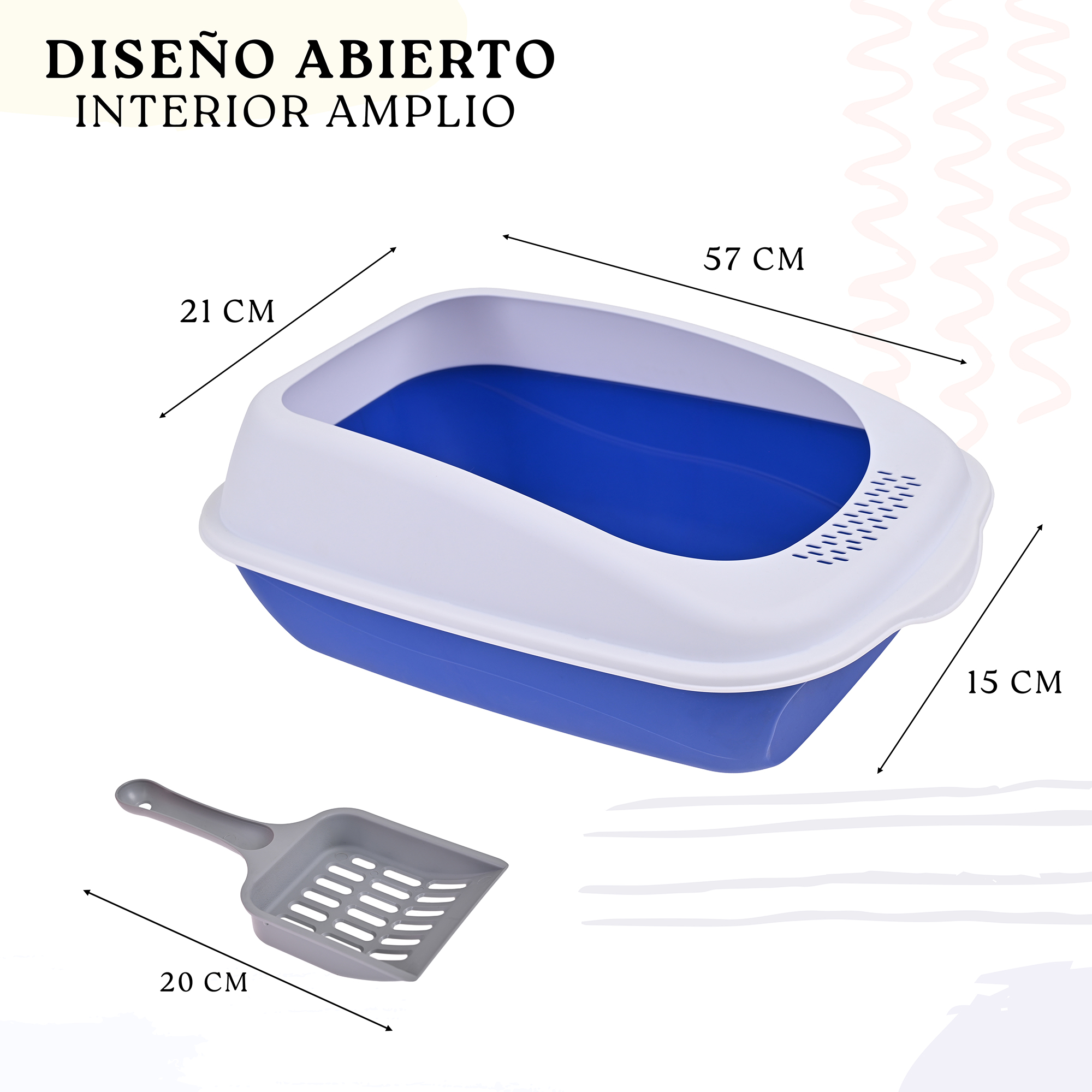 Arenero Para Gato Grande con Bandeja Sanitaria, Abierto, Plegable, Fácil Armado, Materiales De Calidad, Diferentes Colores mod.AL003