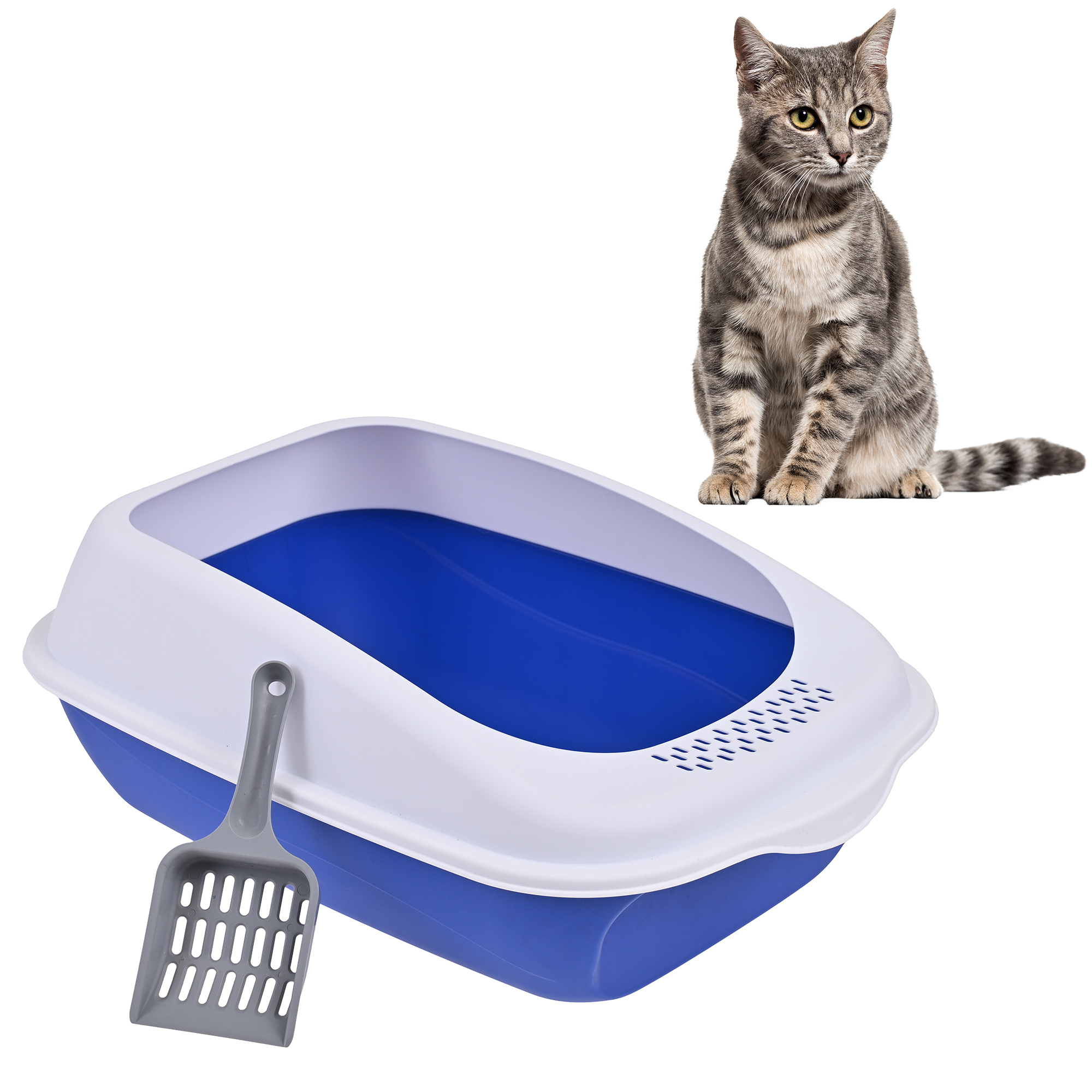 Arenero Para Gato Grande con Bandeja Sanitaria, Abierto, Plegable, Fácil Armado, Materiales De Calidad, Diferentes Colores mod.AL003