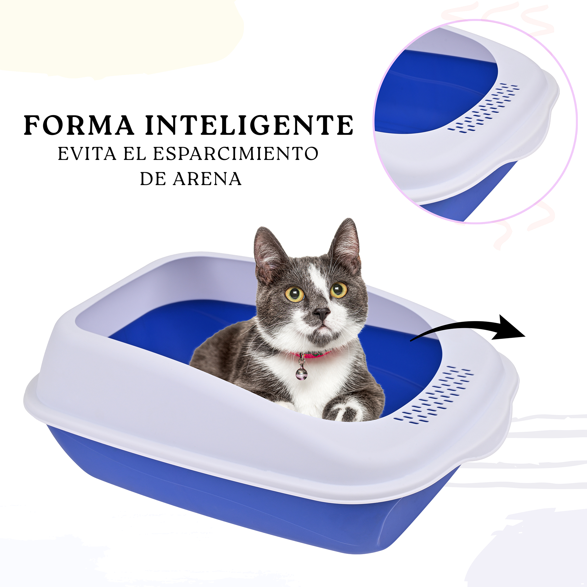 Arenero Para Gato Grande con Bandeja Sanitaria, Abierto, Plegable, Fácil Armado, Materiales De Calidad, Diferentes Colores mod.AL003