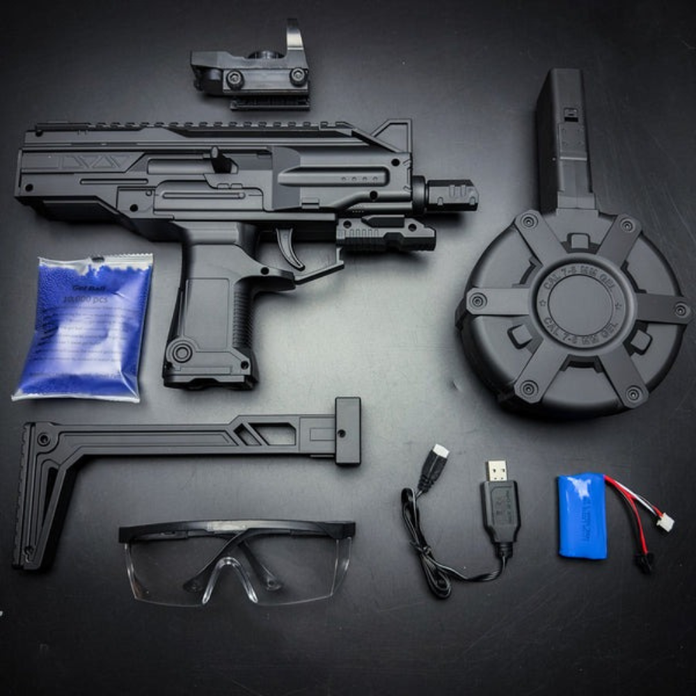 Uzi Pro Ametralladora Hidrogel Cargador Eléctrico Blaster,Gel Blaster, Juego de Equipo Disparo de Proyectiles de Hidrogel, Batería Recargable.