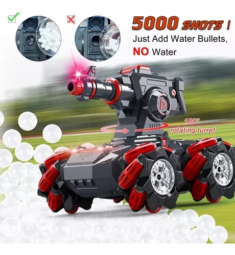 Tanque Vapor Y Balas Agua Radio Control Spray Storw Pro 180° Rojo.