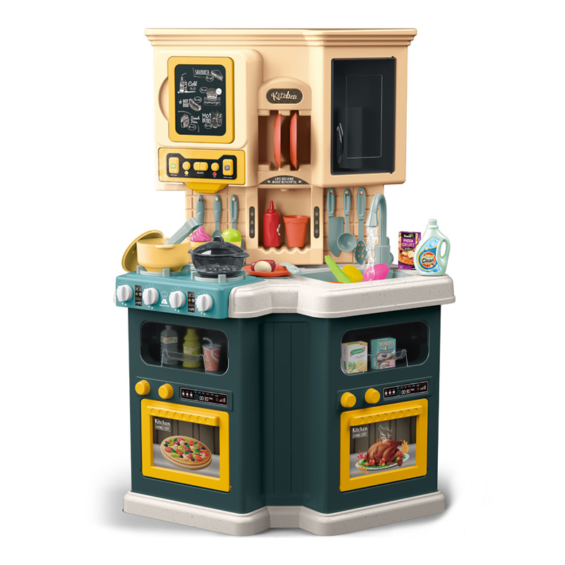 Cocina de Juguete para Niños 77pz Sonido,Agua,Vapor,Luz - Verde.