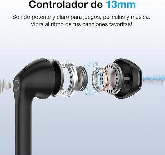 1 Hora Audifonos Bluetooth 5.3 Inalambricos, Mini Auriculares Inalámbricos Compatible para Samsung Huawei Xiaomi Laptop para Correr Escuchar Música Videos (Negro).