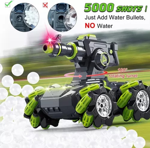 Tanque Vapor Y Balas Agua Radio Control Spray Storw Pro 180° Verde.