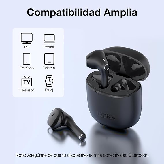 1 Hora Audifonos Bluetooth 5.3 Inalambricos, Mini Auriculares Inalámbricos Compatible para Samsung Huawei Xiaomi Laptop para Correr Escuchar Música Videos (Negro).