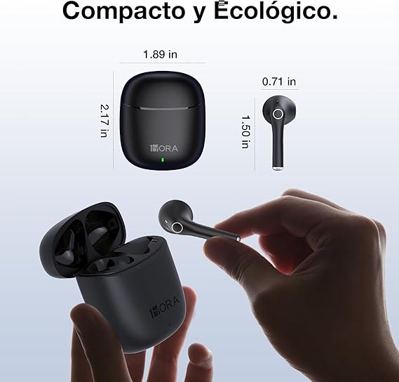 1 Hora Audifonos Bluetooth 5.3 Inalambricos, Mini Auriculares Inalámbricos Compatible para Samsung Huawei Xiaomi Laptop para Correr Escuchar Música Videos (Negro).