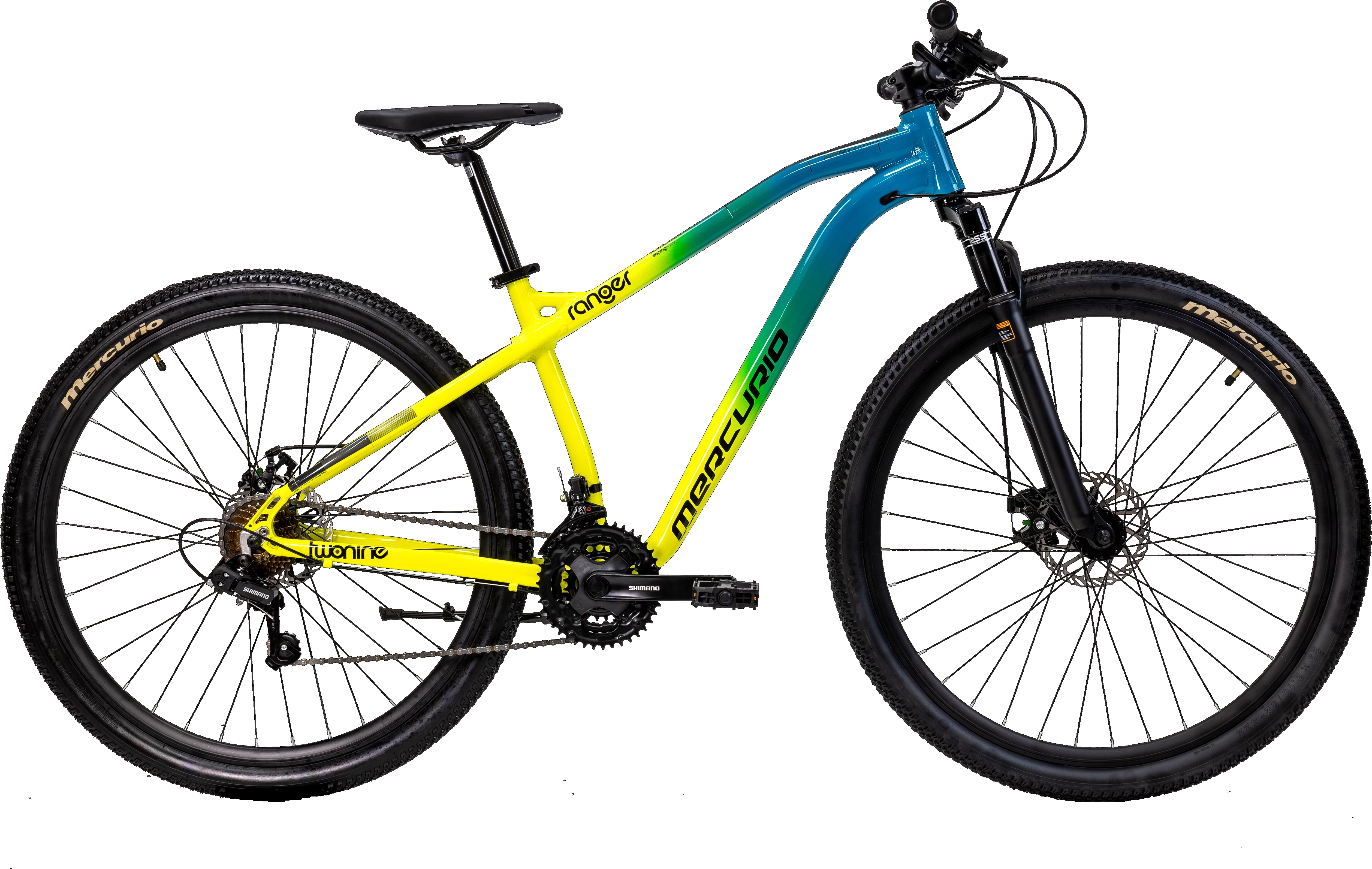 Mountain Bike Mercurio Ranger Team 29´´ Aqua/lima 24v 2023 Color Negro/naranja Cuadro M.