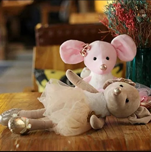Peluche Suave Ratoncita Princesa Vestida De Bailarina Café.