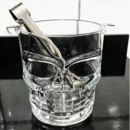 Hielera De Cristal Skull Rock Style Calavera 15 Cm Alto Pinz.