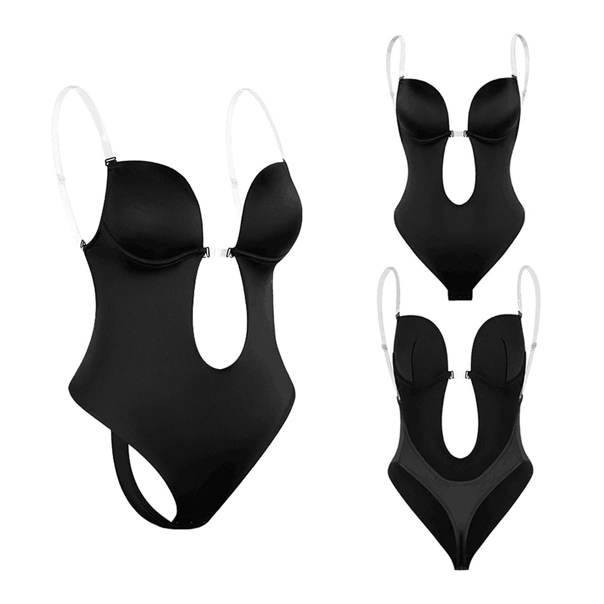 Brasier Bodysuit Escote Profundo U-pluge Sin Espalda