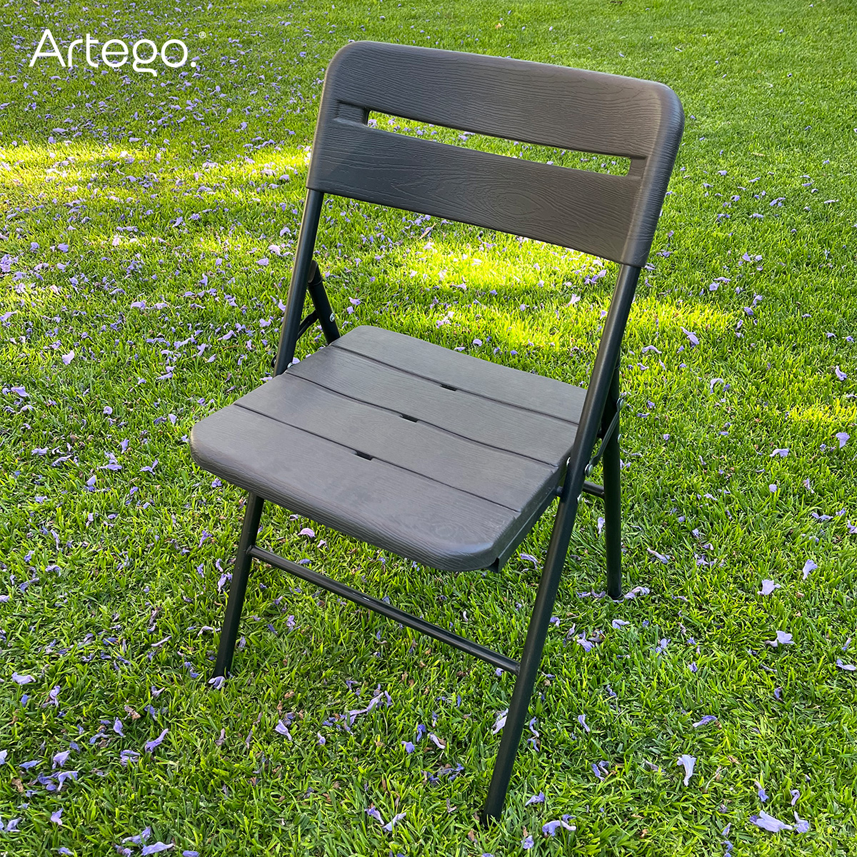 Silla plegable acabado tipo madera plástico HDPE ligera Folding chair compacta para terraza jardín eventos paquete de 4 sillas.