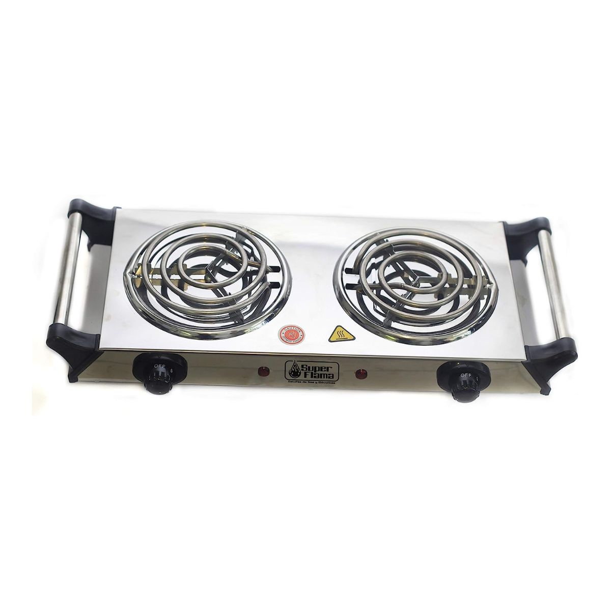 Parrilla eléctrica de 2 resistencias con termostato y asas acero inox de 54" marca supra.
