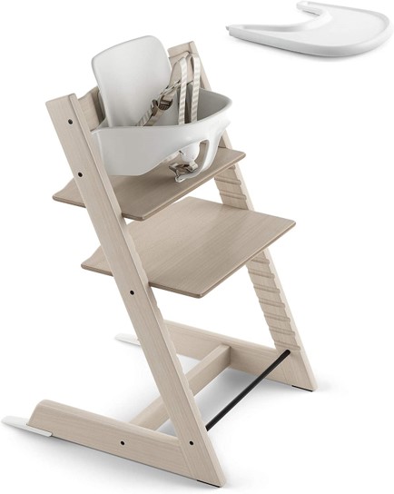 Bundle Stokke Tripp Trapp Baby Set Tray y Arnes Whitewash.