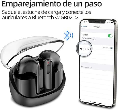 Audífonos Inalámbricos,Bluetooth 5.3 con 9D Estéreo HiFi,Auriculares Superligero Y Impermeable IPX7,Cancelación de Ruido, Audífonos Bluetooth con Control Táctil, Ideal para Xiaomi/Huawei/Samsung-Negro.