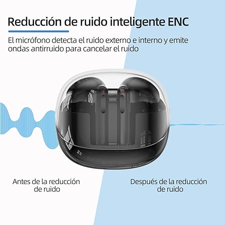 Audífonos Inalámbricos,Bluetooth 5.3 con 9D Estéreo HiFi,Auriculares Superligero Y Impermeable IPX7,Cancelación de Ruido, Audífonos Bluetooth con Control Táctil, Ideal para Xiaomi/Huawei/Samsung-Negro.