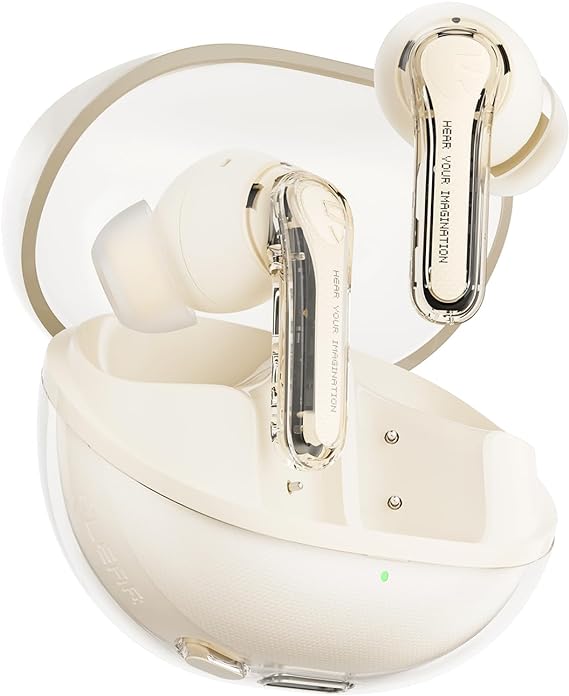 SoundPEATS Clear Audífonos Inalámbricos Bluetooth 5.3, Controladores de 12 mm y Doble Micrófono ENC para Llamadas Claras Modo de Juego 40 Horas de Tiempo de Reproducción Control de Aplicación.