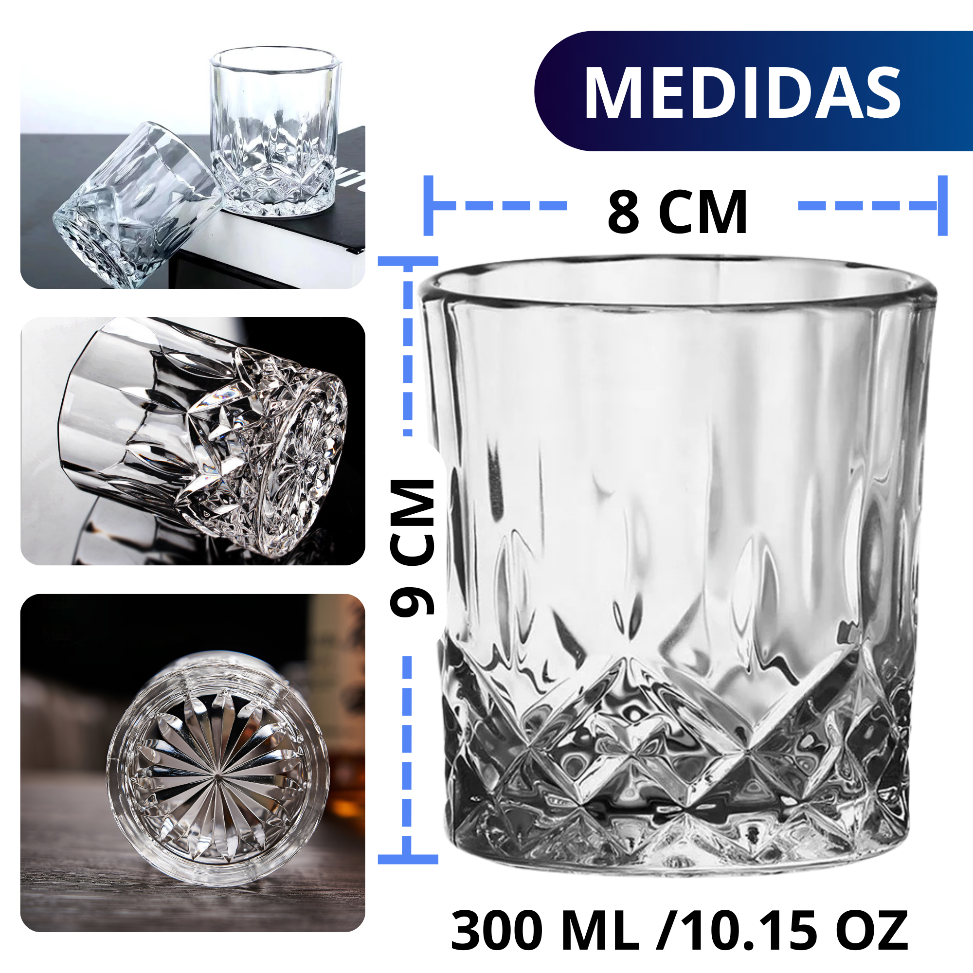 Vasos De Vidrio Whiskey Ecomlab Old Fashion Juego de 6 Pcs.